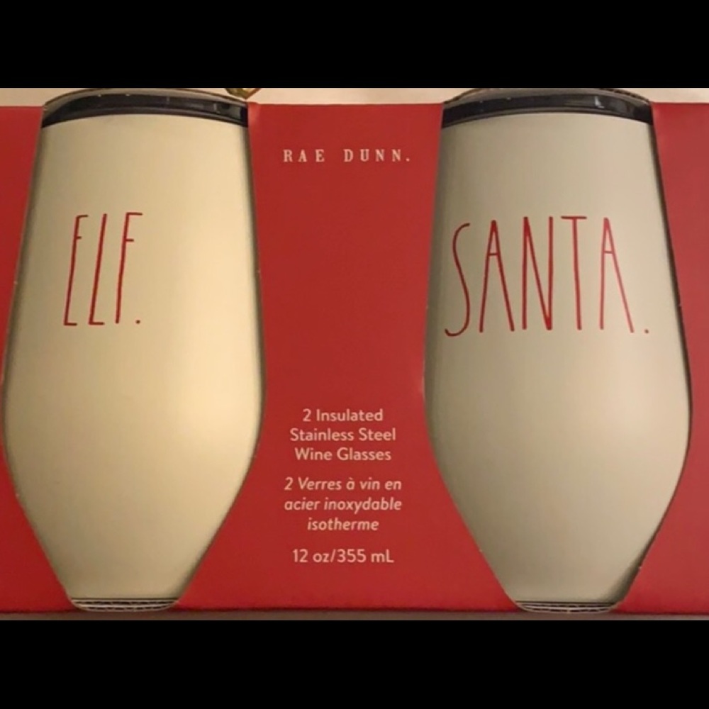 TWO Rae Dunn insulated wine glass- keeps wine cold